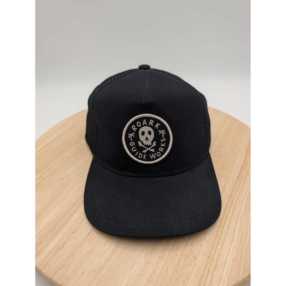 Roark Hat Cap Snap Back Trucker Mesh Black Skull Patch Logo Mens One Size